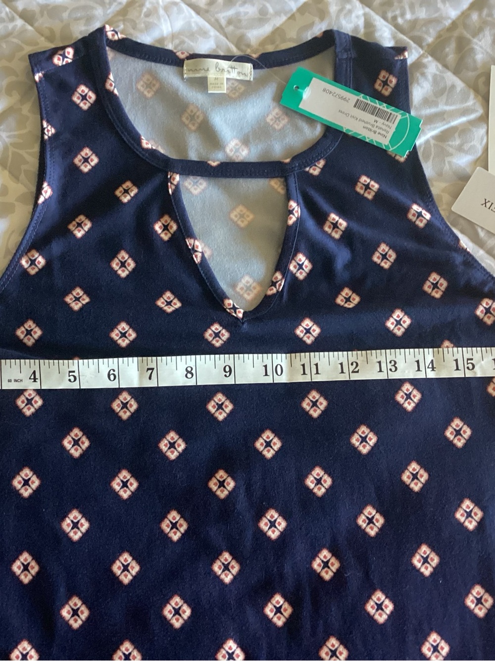 nine britton Navy Dress with Pink Border Print - Picture 5 of 5